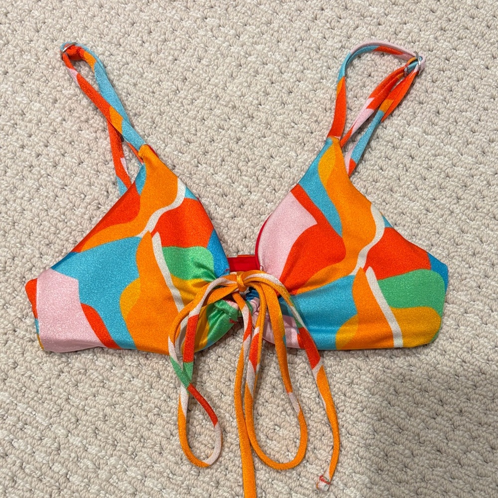 One One Swimwear Colorful Abstract Bikini Top